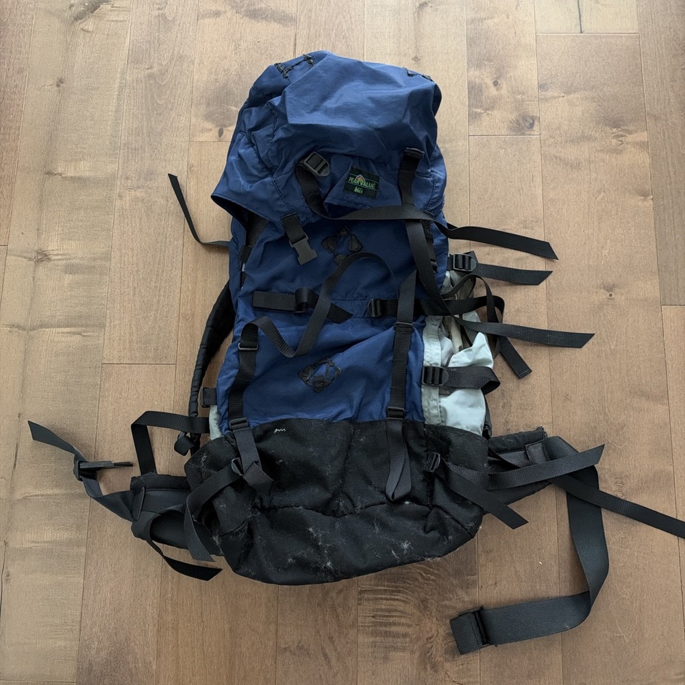 Vintage REI Peak Value Hiking Backpack Mens Blue Internal Frame Pack